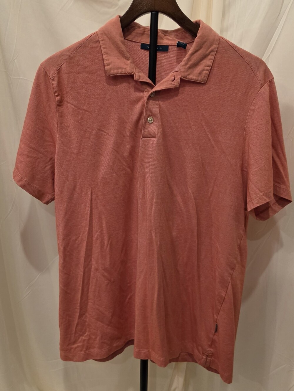 Vintage Perry Ellis Icon Polo Shirt Mens Large Orange Short Sleeve Cotton Blend